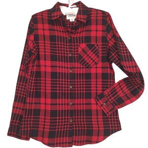 Field & Stream Womens Top Classic Lightweight Red Flannel Shirt Plaid